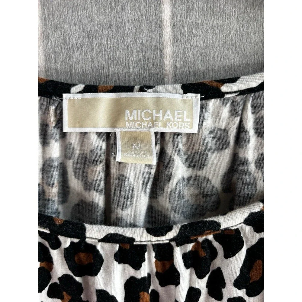 Michael Kors Womens Tops Size Medium Leopard Print Cotton Blend